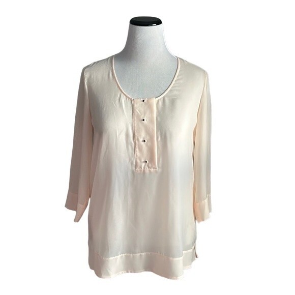 Soft Surroundings Sheer Light Peach Top Blouse 3/4 sleeve Size Small - Picture 1 of 7